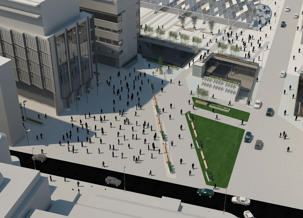 Rynek Kobro w Nowym Centrum Łodzi — konkursowa koncepcja GIZM Architekci